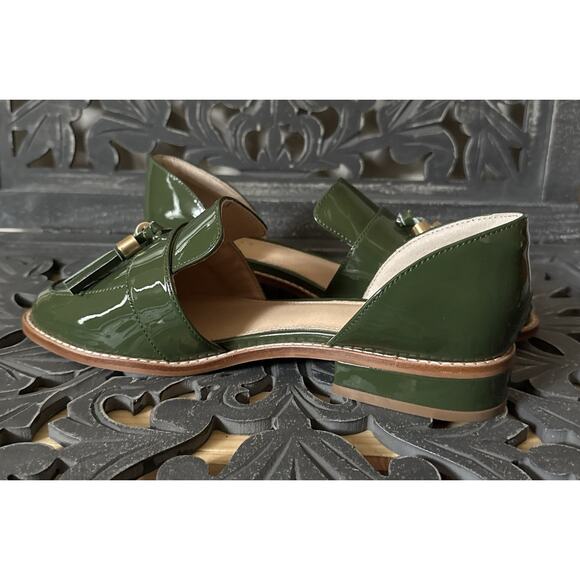 Cecelia New York Linear Tassel Loafers Green Patent Leather d’Orsay Slip On 9.5 - Picture 3 of 13
